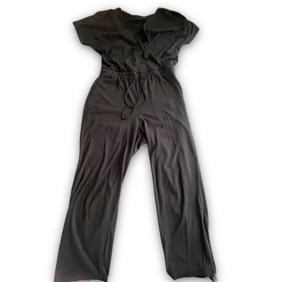 Michael Stars Pants - Michael Stars Black Short Sleeve Drawstring Jumpsuit Sz Small Minimalist